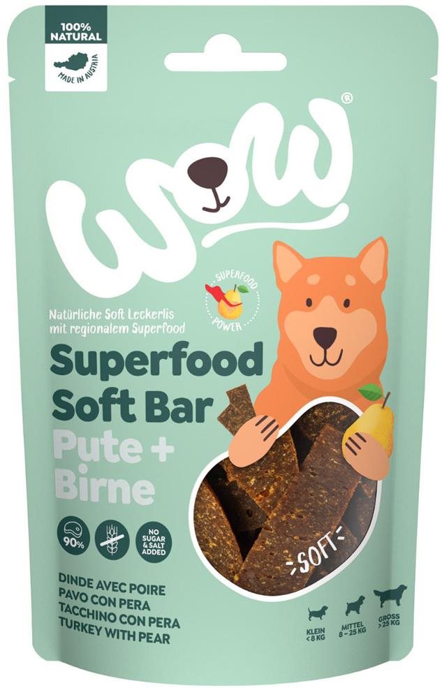 Wow maškrty Superfood mäkké prúžky Moriak s hruškou 150 g Maškrty...