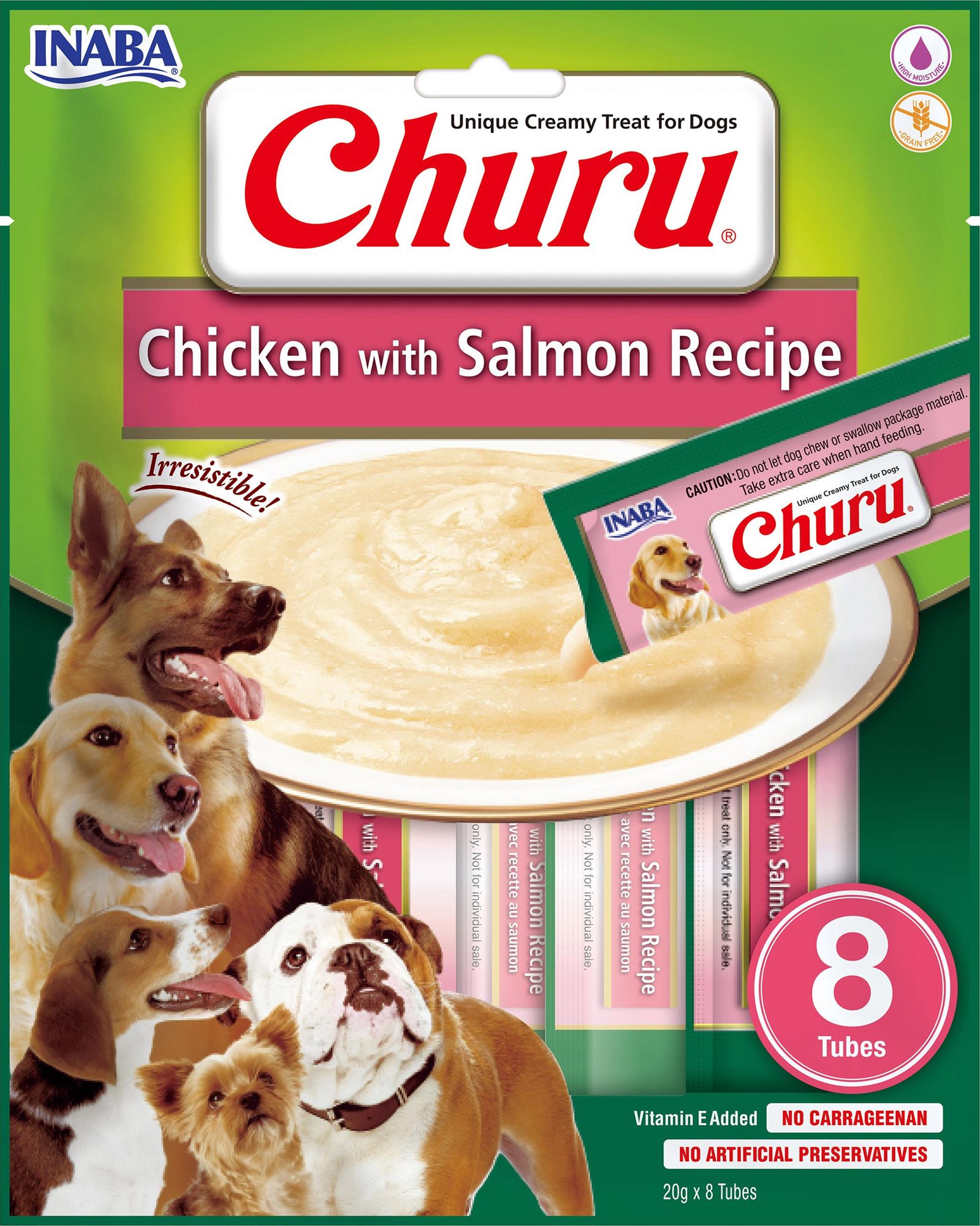 Inaba Churu Dog kuracie s lososom 8× 20 g Maškrty pre psov