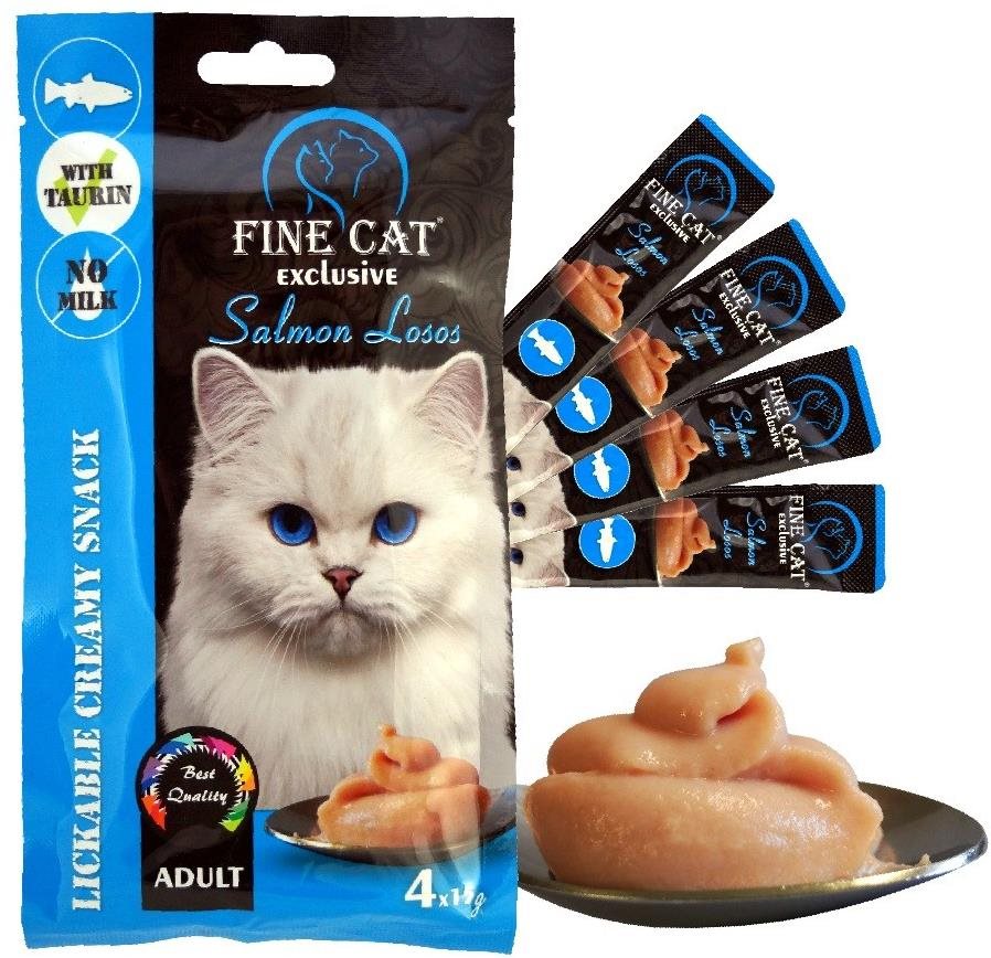 Fine Cat Exclusive krémová desiata pre mačky losos 4× 15 g Maškrty...