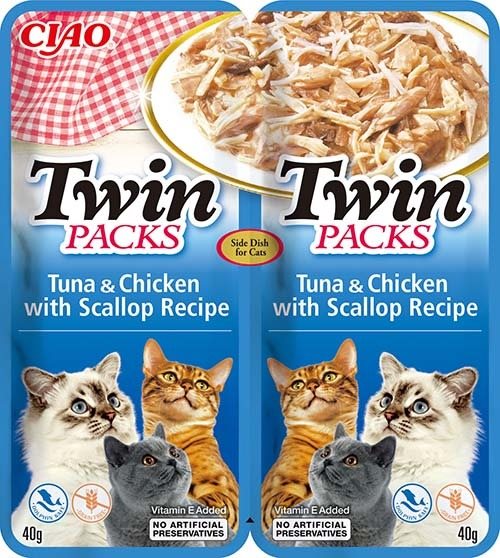 Ciao Churu Cat Twin Packs Tuniak, kura a hrebenatka vo vývare 2× 40...