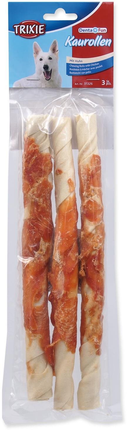 Trixie Pochúťka DentaFun byvolia koža obalená kuracím, rolky 28 cm...