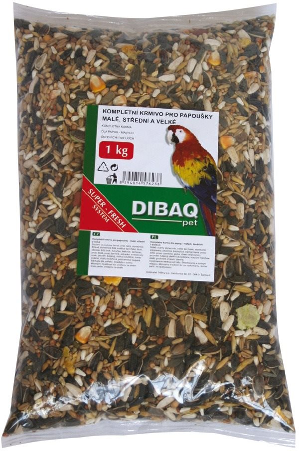 Dibaq Kompletná kŕmna zmes pre papagáje 1 kg Krmivo pre vtáky