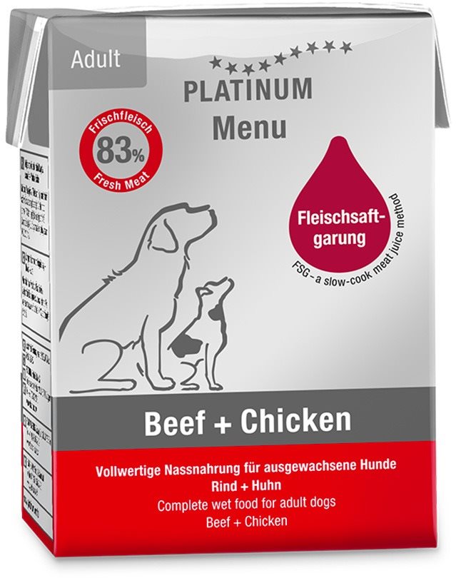 Platinum natural menu beef chicken Paštéta pre psov