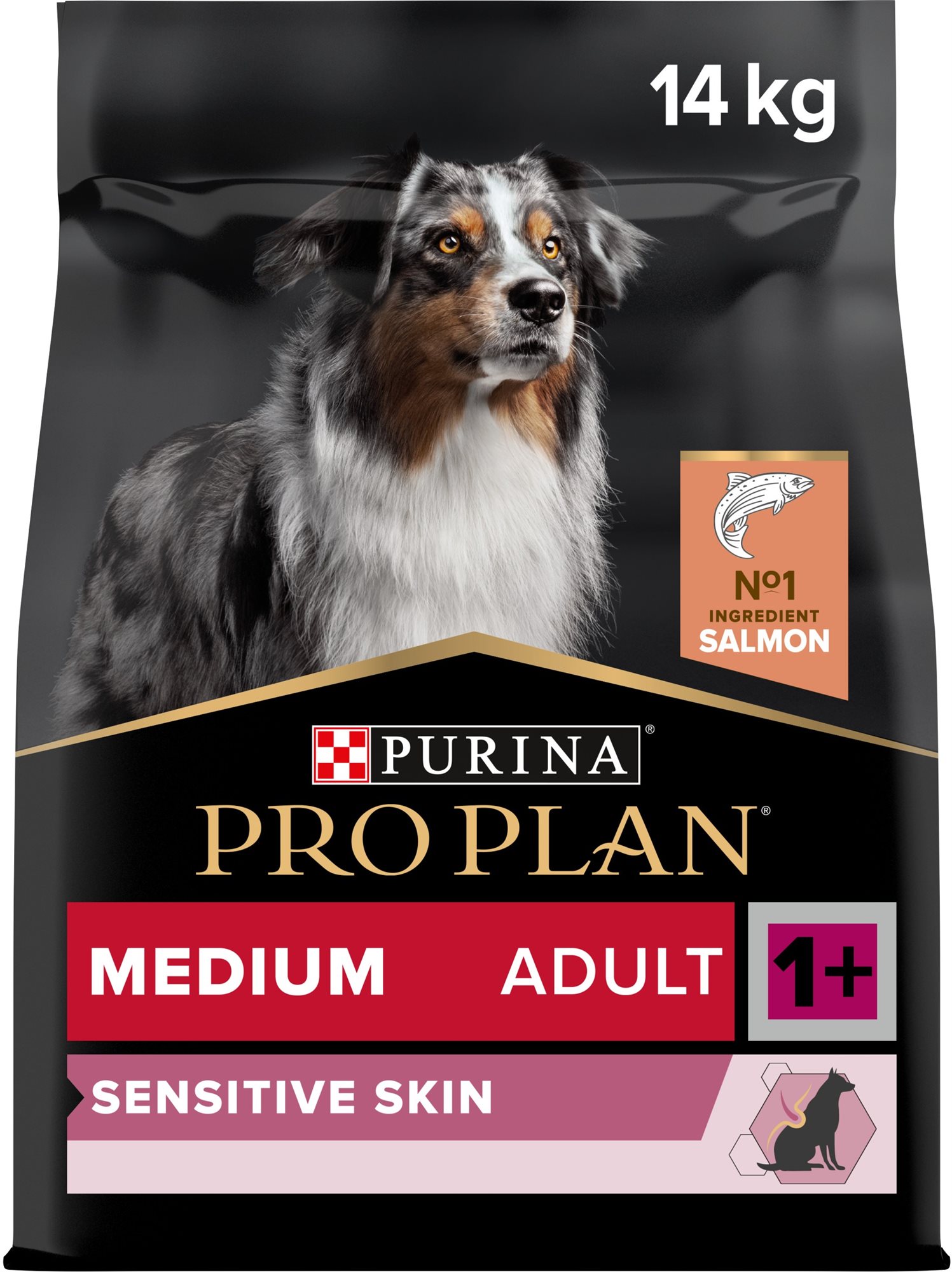Pro Plan medium sensitive skin losos 14 kg Granuly pre psov