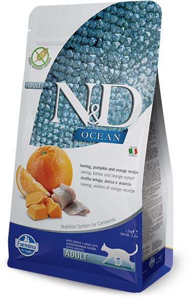 N&D Ocean Cat Adult Herring, Pumpkin & Orange 1,5 kg Granule pre...
