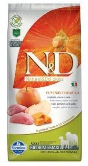 N&D Pumpkin Dog Adult Medium & Maxi Boar & Apple 12 kg Granuly pre...