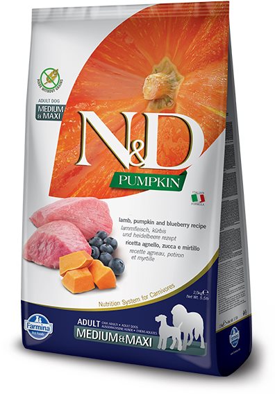 N&D Pumpkin Dog Adult Medium & Maxi Lamb & Blueberry 12 kg Granuly...