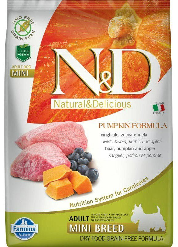 N&D Pumpkin Dog Adult Mini Boar & Apple 7 kg Granuly pre psov