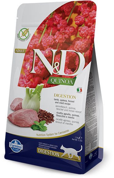 N&D Quinoa Cat Adult Digestion Lamb & Fennel 1,5 kg Granule pre mačky