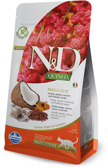 N&D Quinoa Cat Adult Skin & Coat Herring & Coconut 1,5 kg Granule...