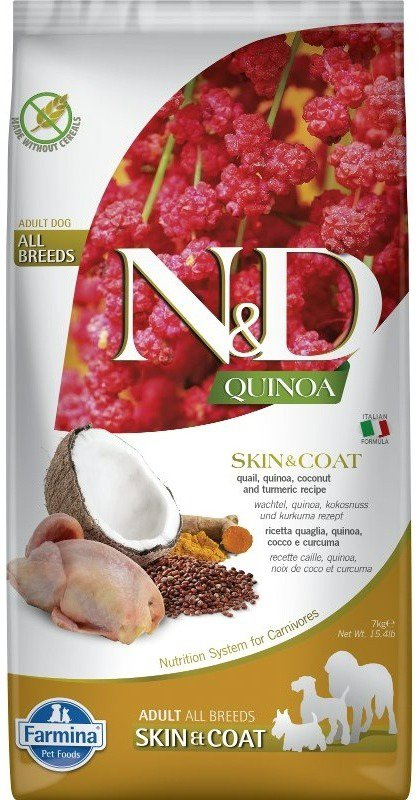 N&D Quinoa Dog Skin & Coat Quail & Coconut 7 kg Granuly pre psov