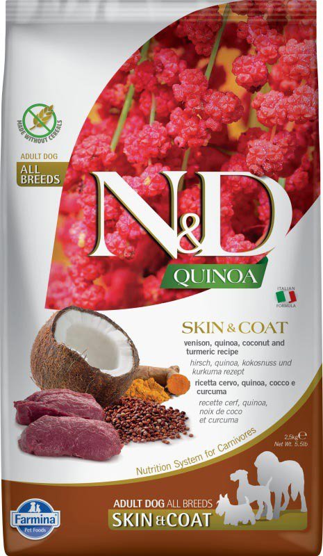 N&D Quinoa Grain Free Dog Skin & Coat Venison & Coconut 2,5 kg...