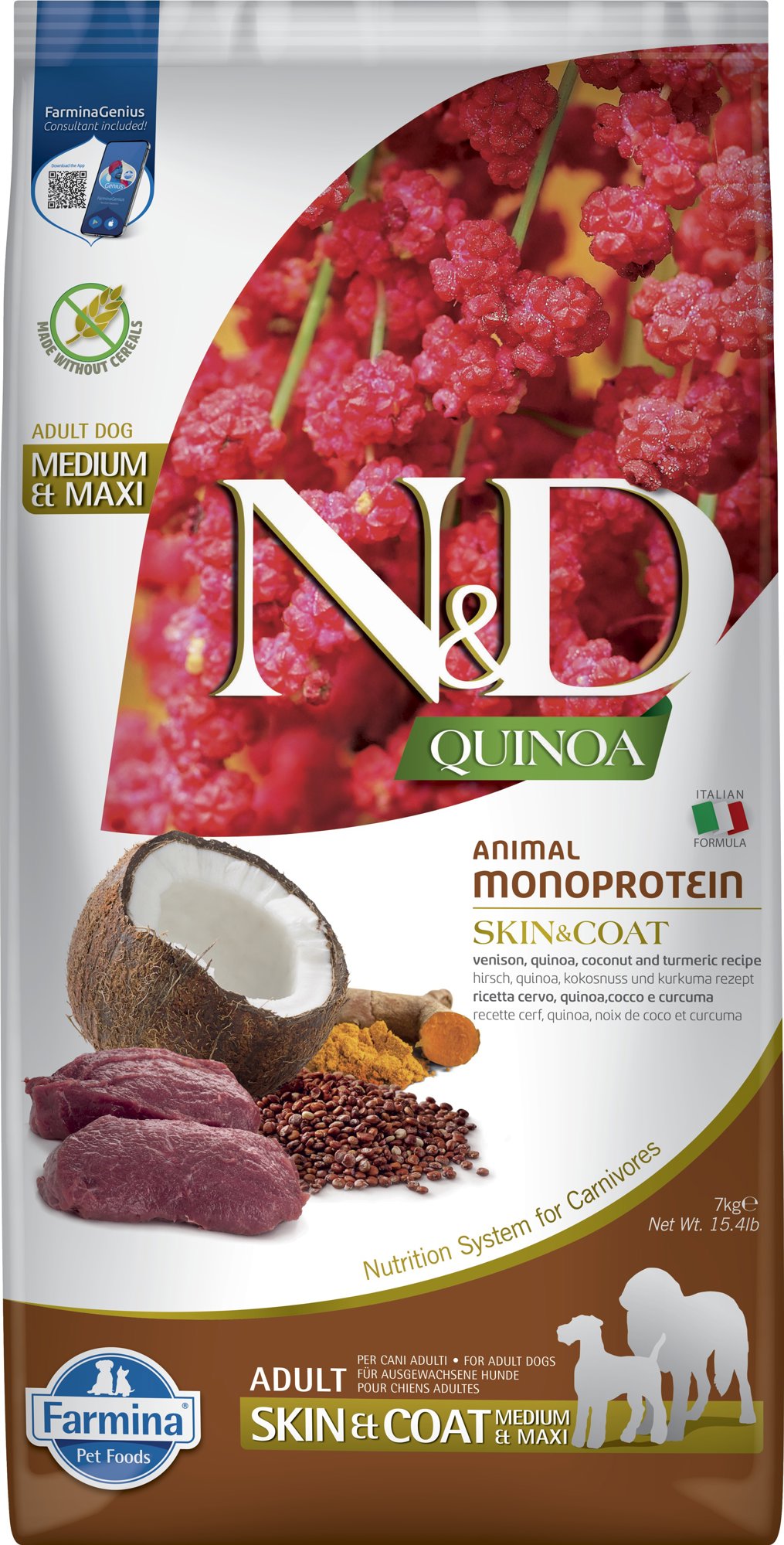 N&D Quinoa Dog Skin&Coat Venison & Coconut 7 kg Granuly pre psov