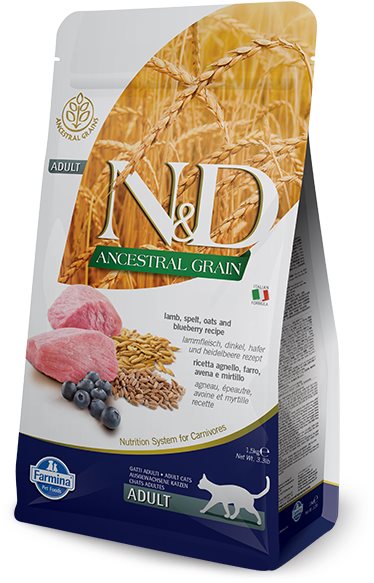 N&D Ancestral Grain Cat Adult Lamb & Blueberry 5 kg Granule pre mačky