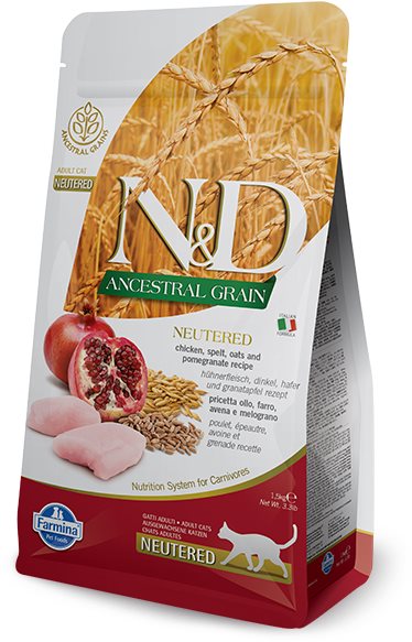 N&D Ancestral Grain Cat Neutered Chicken & Pomegranate 1,5 kg...