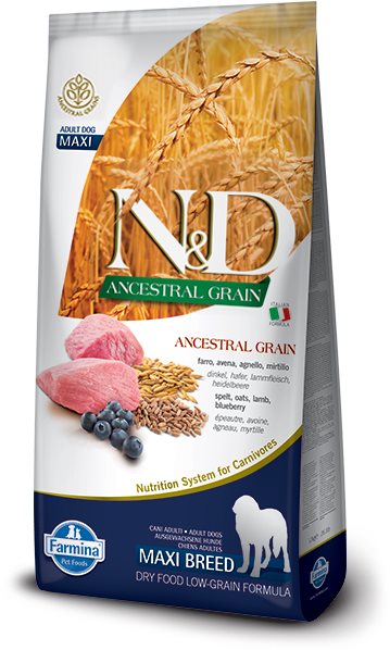 N&D Ancestral Grain Dog Adult Medium & Maxi Lamb & Blueberry 2,5 kg...