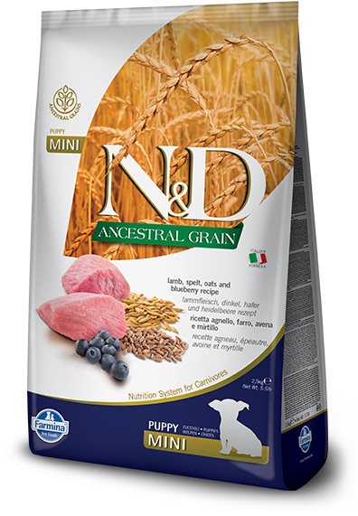 N&D Ancestral Grain Dog Puppy Mini Lamb & Blueberry 2,5 kg Granule...