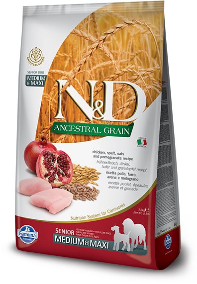 N&D Ancestral Grain Dog Senior Medium & Maxi Chicken & Pomegranate...