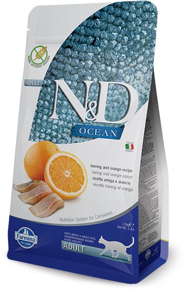 N&D Ocean Cat Adult Herring & Orange 1,5 kg Granule pre mačky