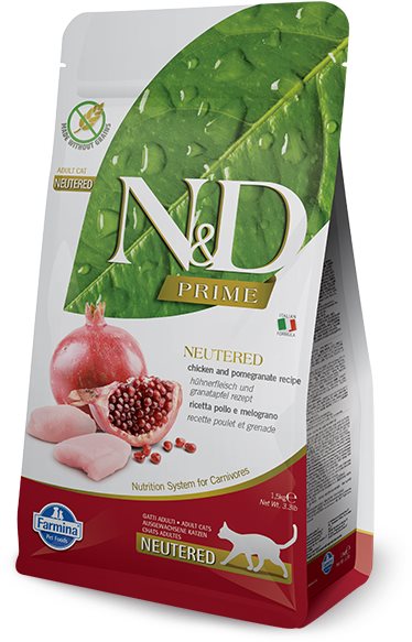 N&D Prime Cat Neutered Chicken & Pomegranate 1,5 kg Granule pre mačky