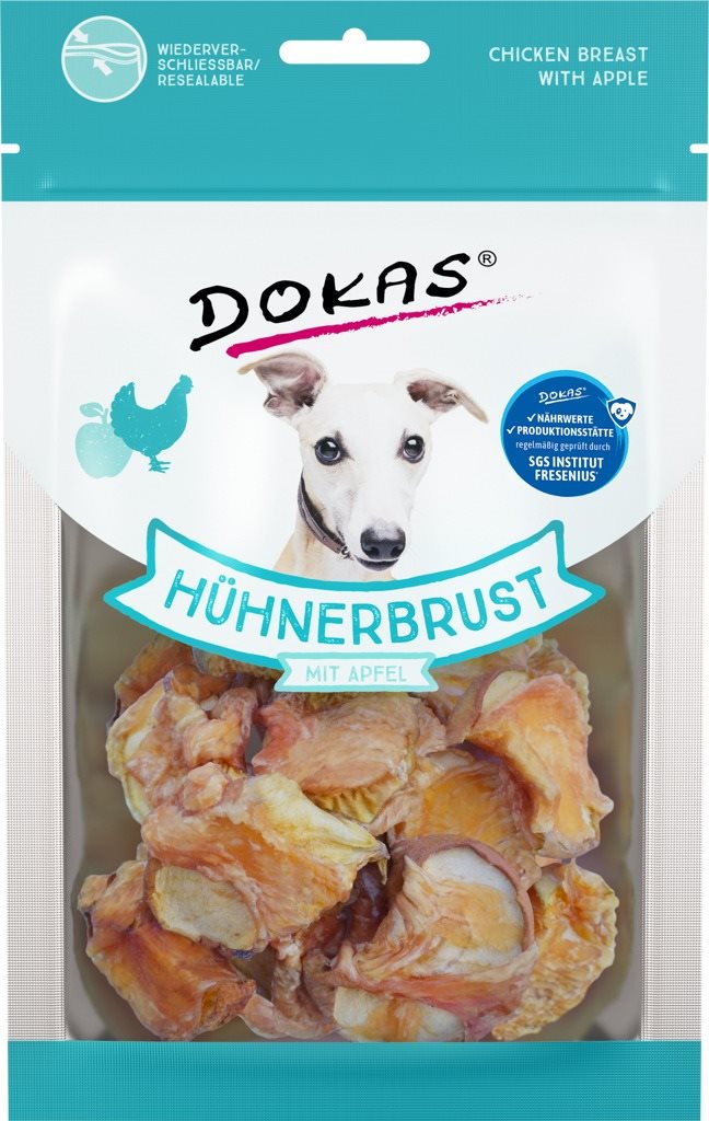 Dokas – Kuracie prsia s jablkom 70 g Maškrty pre psov