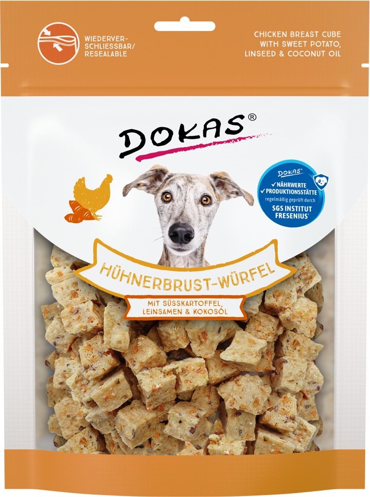 Dokas – Kuracie kocky s batatmi a ľanovým semienkom 150 g Maškrty...