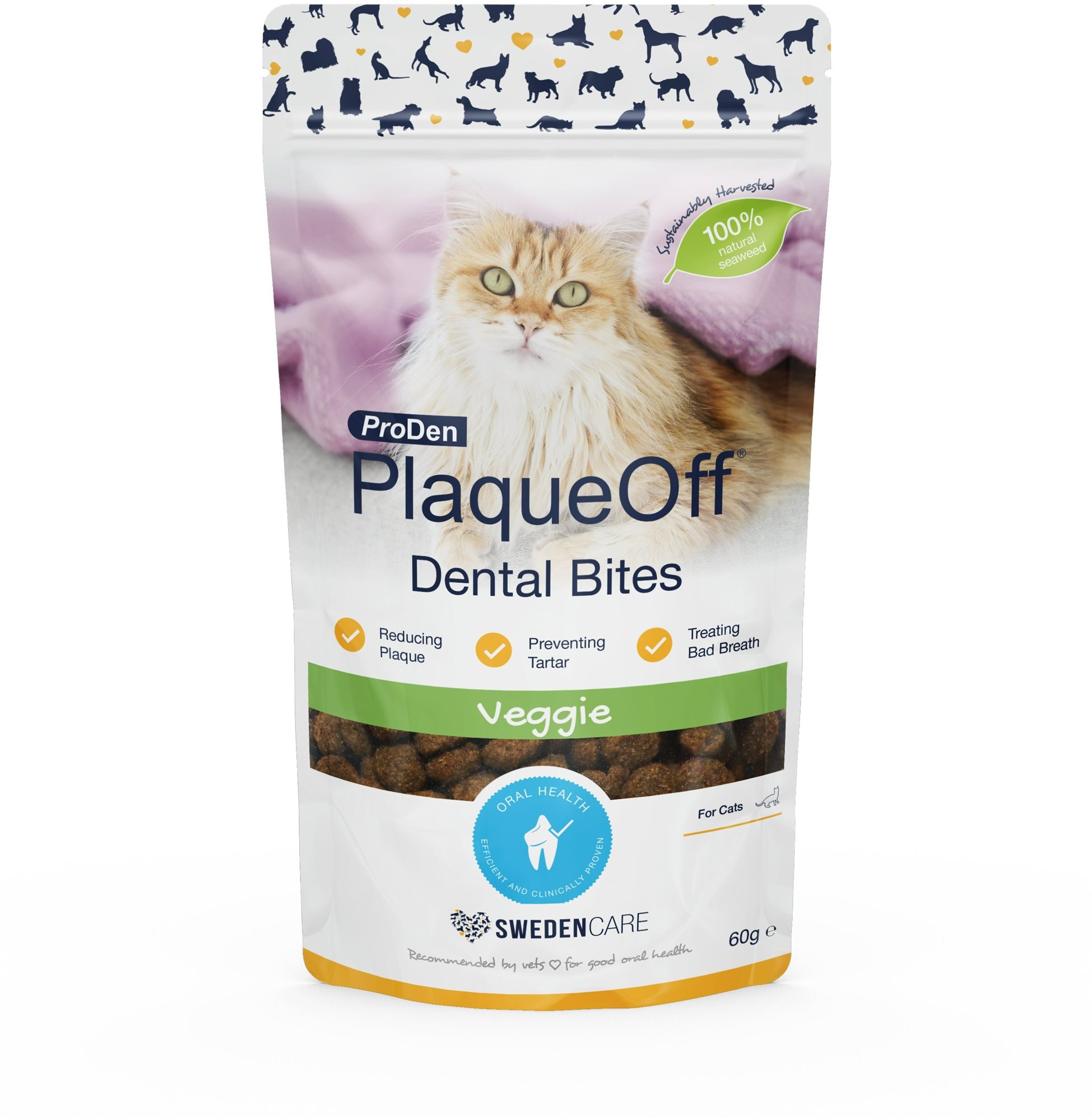 ProDen PlaqueOff Dental Bites Cat 60g Maškrty pre mačky