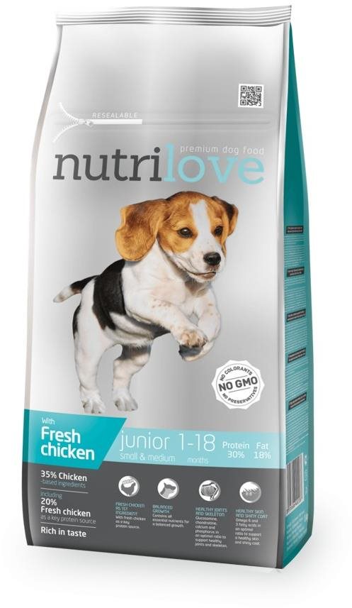 Nutrilove JUNIOR S & M fresh chicken 8 kg Granule pre šteniatka