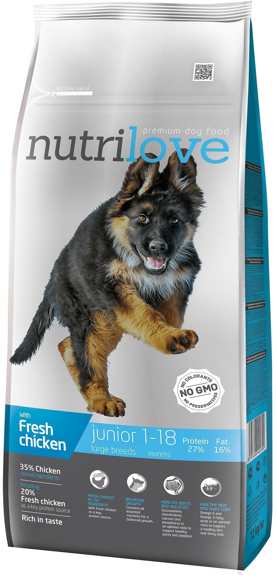 Nutrilove JUNIOR L fresh chicken 12 kg Granule pre šteniatka