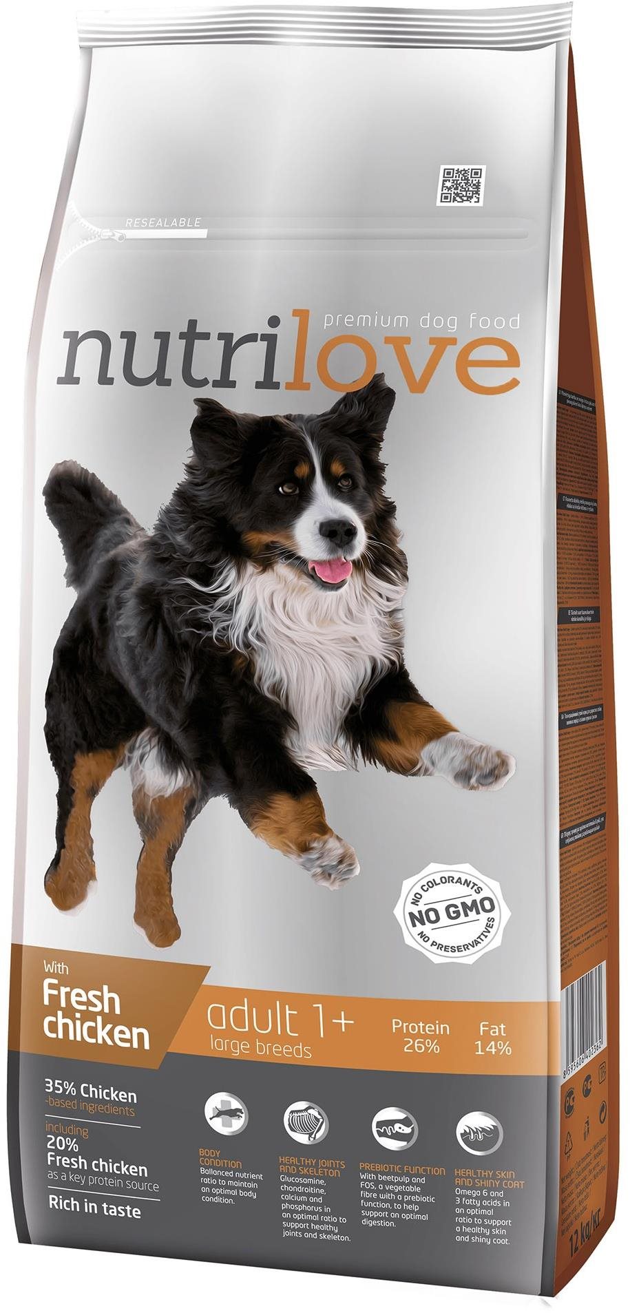 Nutrilove ADULT L fresh chicken 12 kg Granuly pre psov