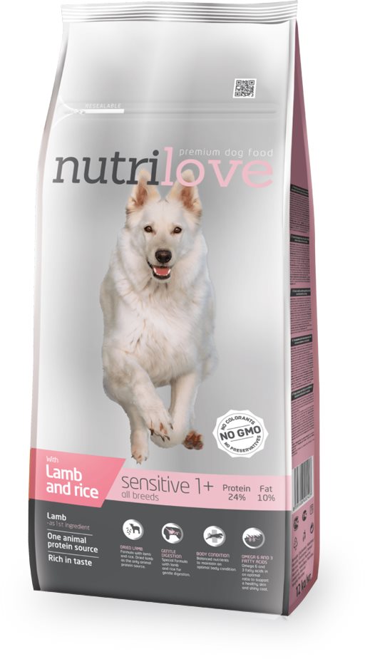 Nutrilove SENSITIVE lamb and rice 12 kg Granuly pre psov