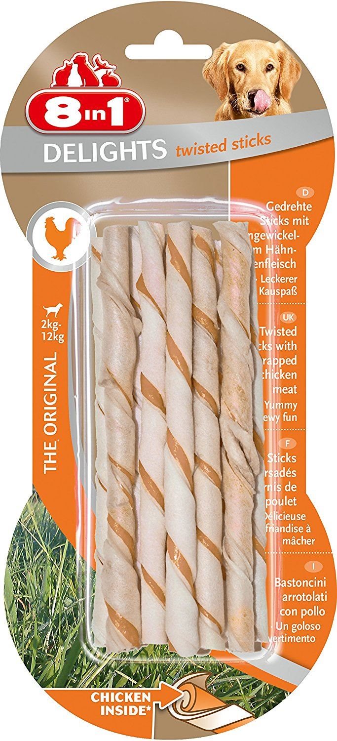 8 in 1 Delights žuvacie tyčinky zakrútené Kuracie 10 ks Maškrty pre...