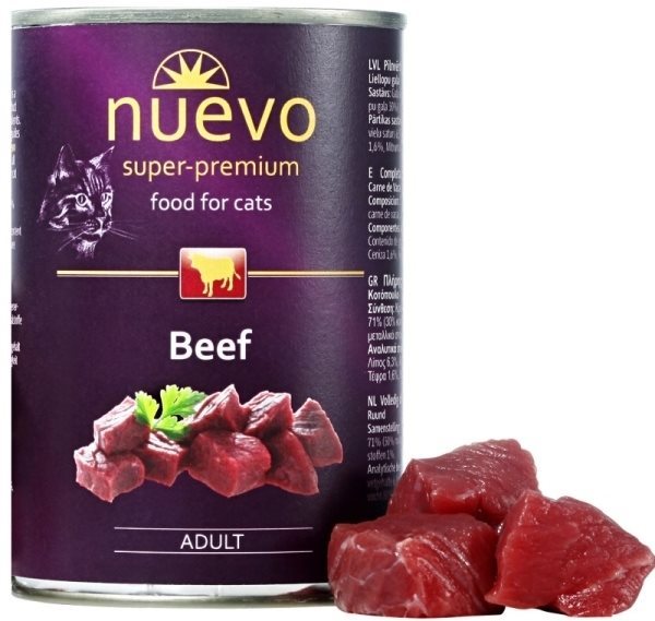 Nuevo mačka adult hovädzia konzerva 400 g Konzerva pre mačky