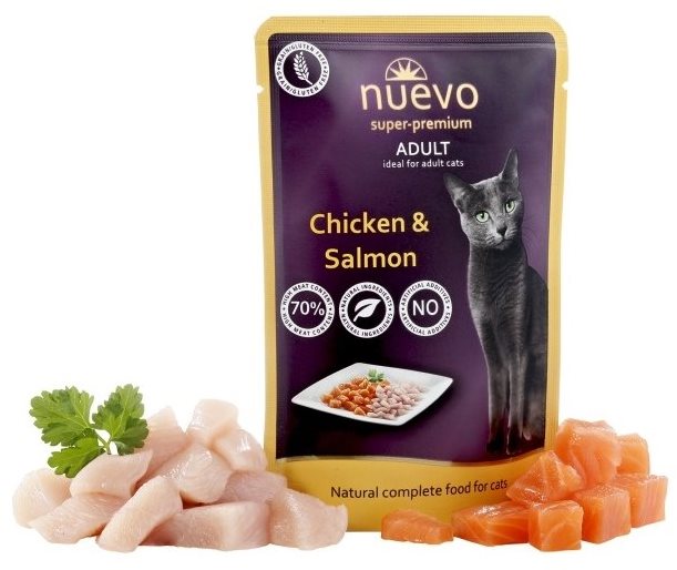 Nuevo mačka kapsa adult kura a losos 85 g Kapsička pre mačky