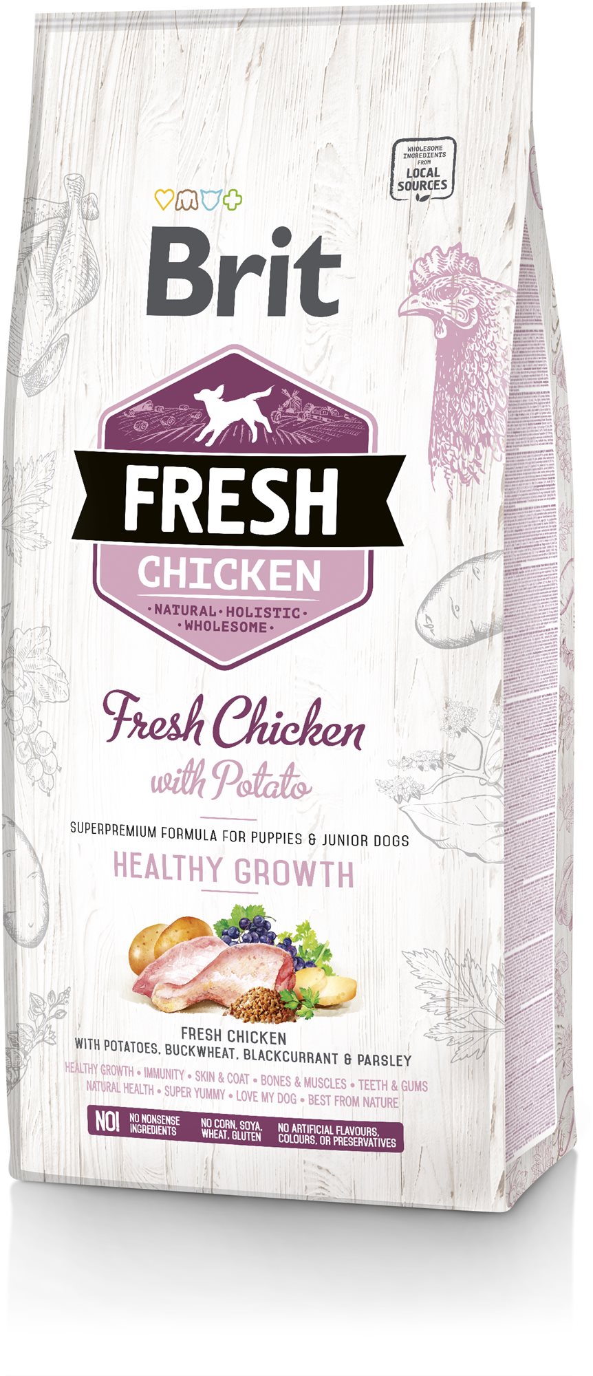 Brit Fresh chicken with potato puppy healthy growth 12 kg Granule...