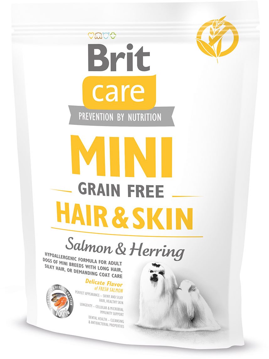 Brit Care mini grain free hair & skin 400 g Granuly pre psov