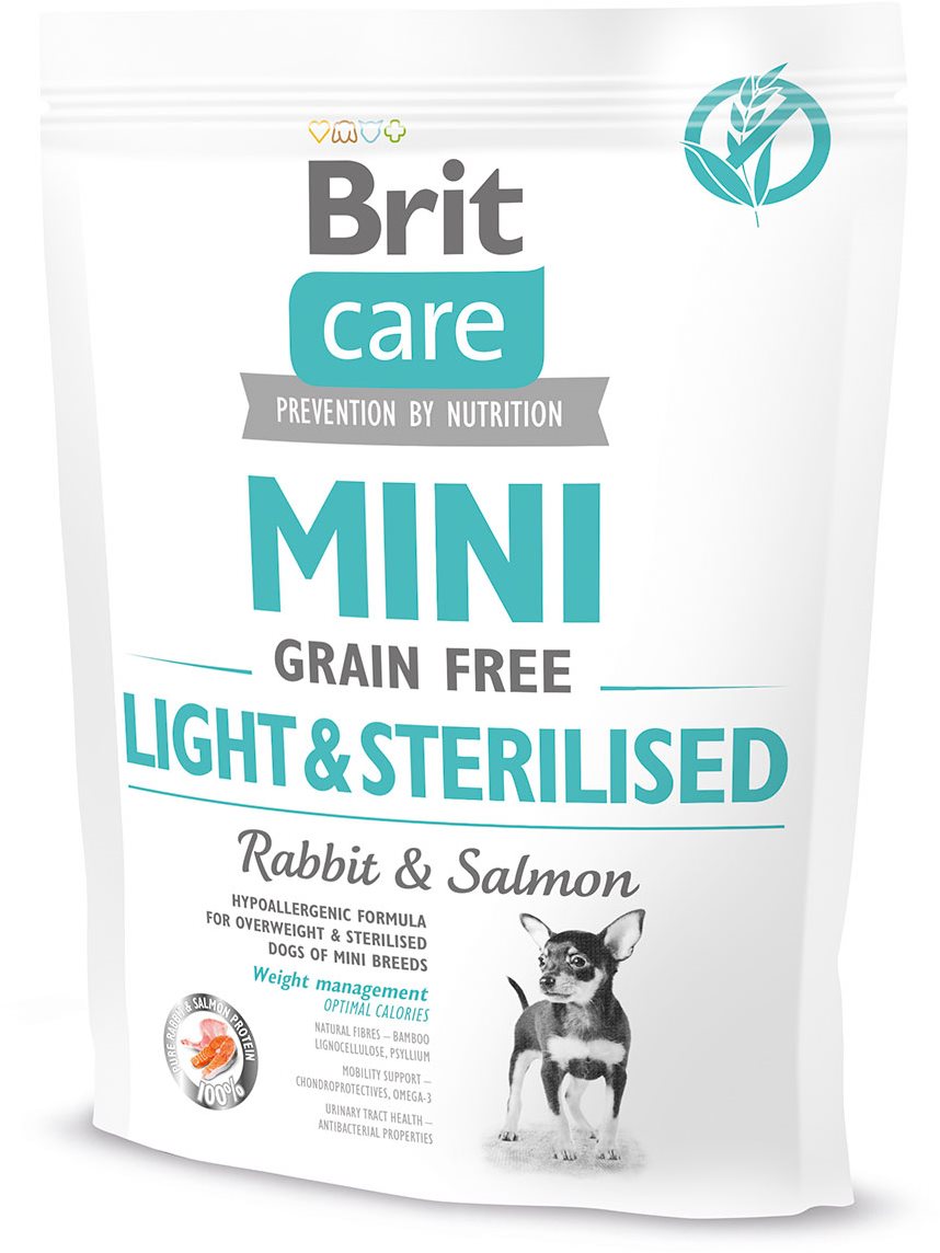 Brit Care mini grain free light & sterilised 400 g Granuly pre psov