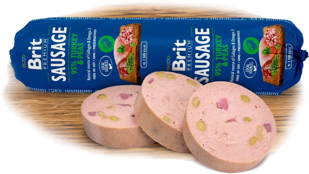 Brit Sausage Turkey & Pea 800 g Saláma pre psov