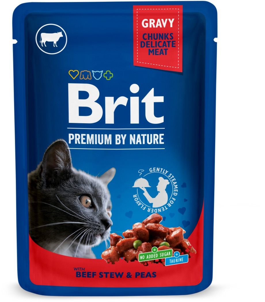 Brit Premium Cat Pouches with Beef Stew & Peas 100 g Kapsička pre...