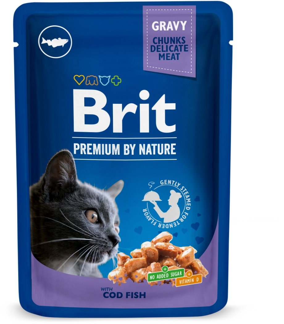 Brit Premium Cat Pouches with Cod Fish 100 g Kapsička pre mačky