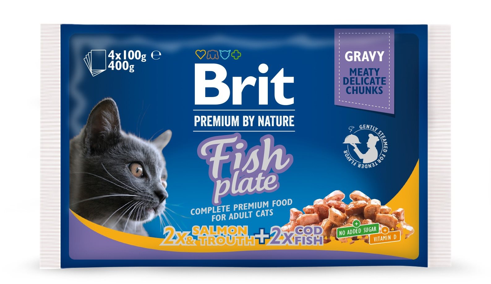 Brit Premium Cat Pouches Fish Plate 400 g (4× 100 g) Kapsička pre...