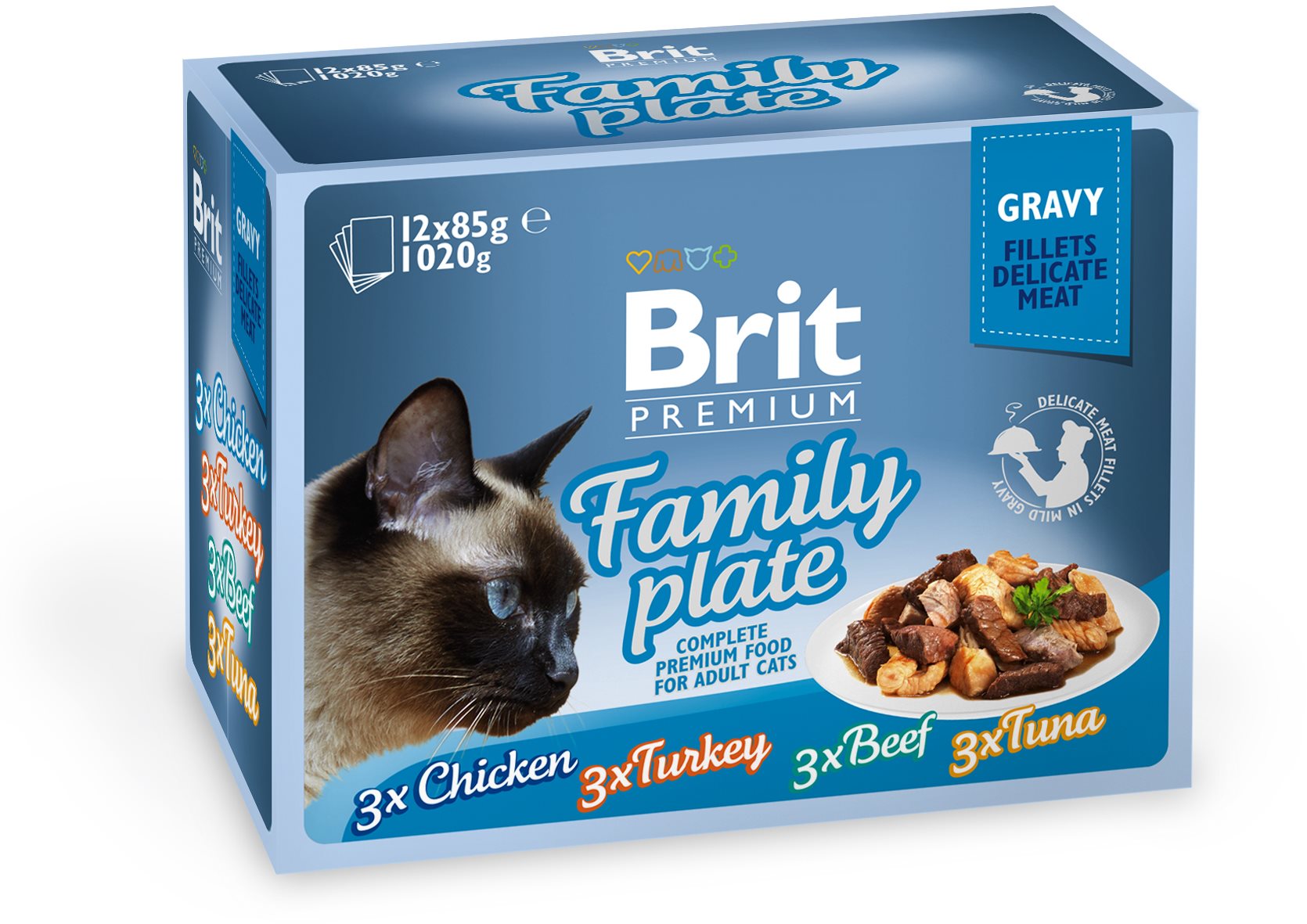 Brit Premium Cat Delicate Fillets in Gravy Family Plate 1020 g (12...