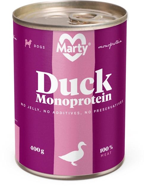 MARTY Monoprotein 100 % mäso – kačacie 400 g Konzerva pre psov