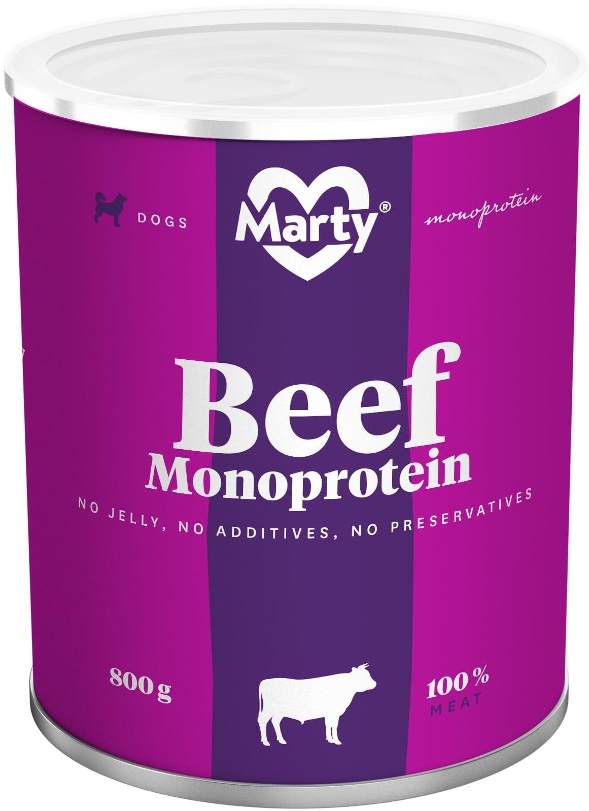 MARTY Monoprotein 100 % mäso – hovädzie 800 g Konzerva pre psov