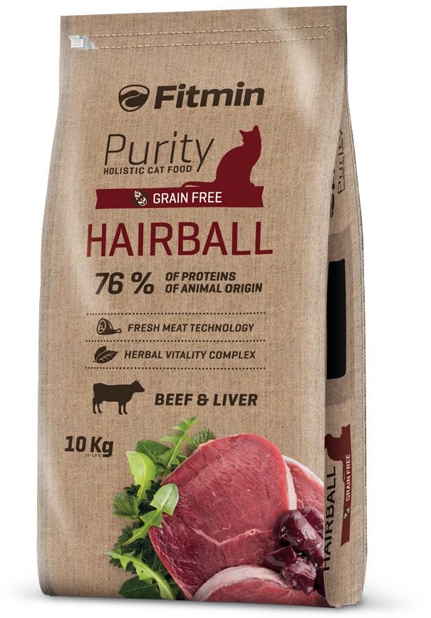 Fitmin Purity Cat Hairball s čerstvým hovädzím pre dlhosrsté mačky...