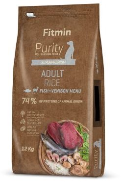 Fitmin  Purity Dog Rice Adult Fish & Venison  12 kg Granuly pre psov