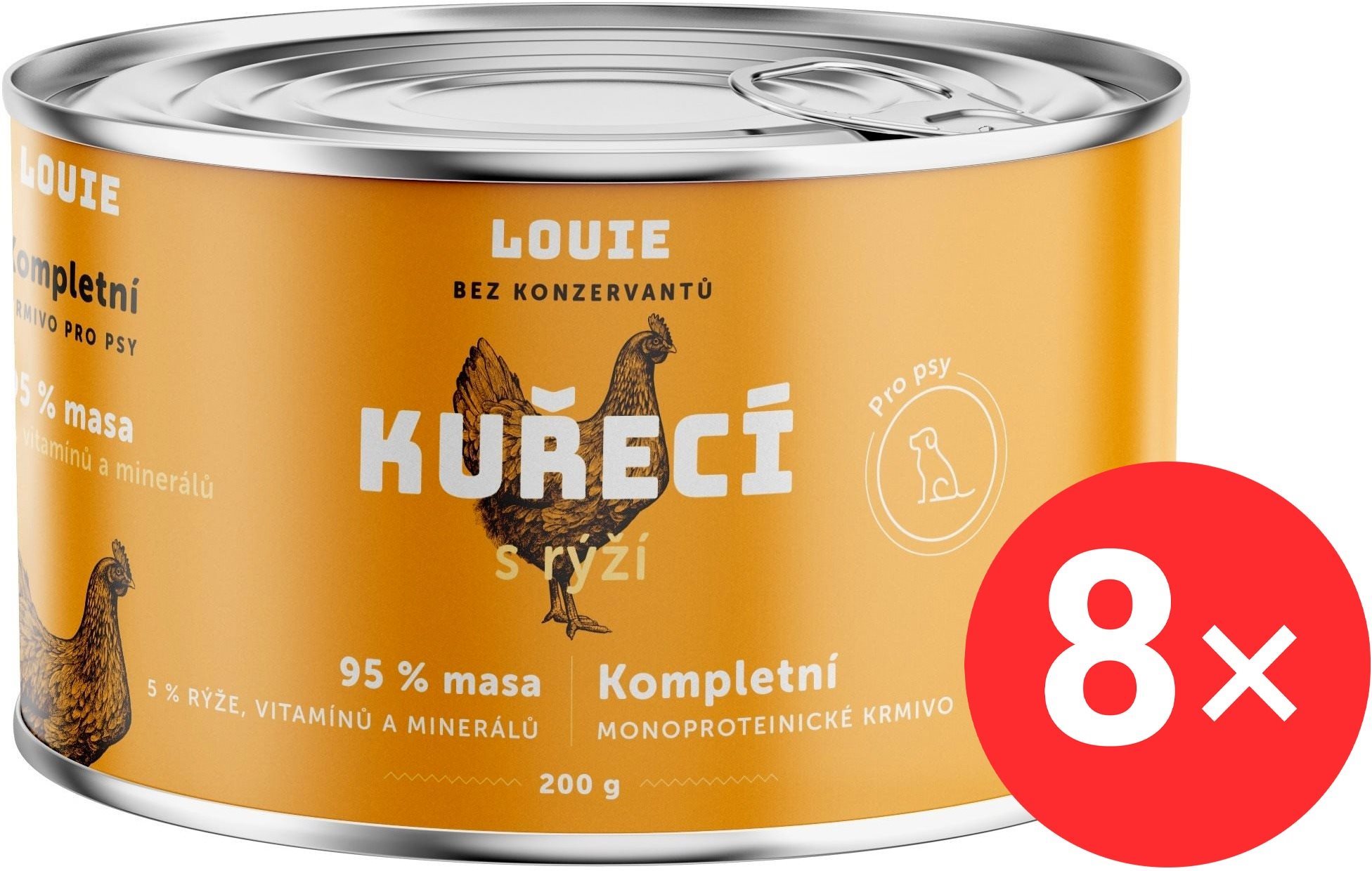 LOUIE Kompletné monoproteínové krmivo – kuracie (95 %) s ryžou (5...