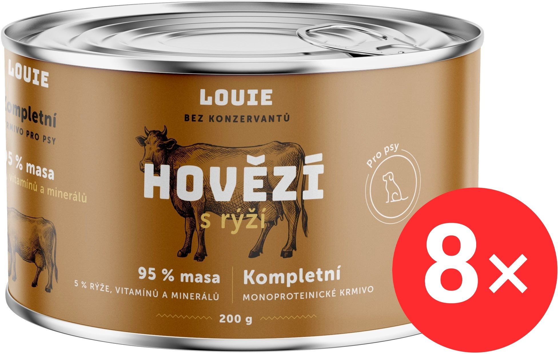 LOUIE Kompletné monoproteínové krmivo – hovädzie (95 %) s ryžou (5...