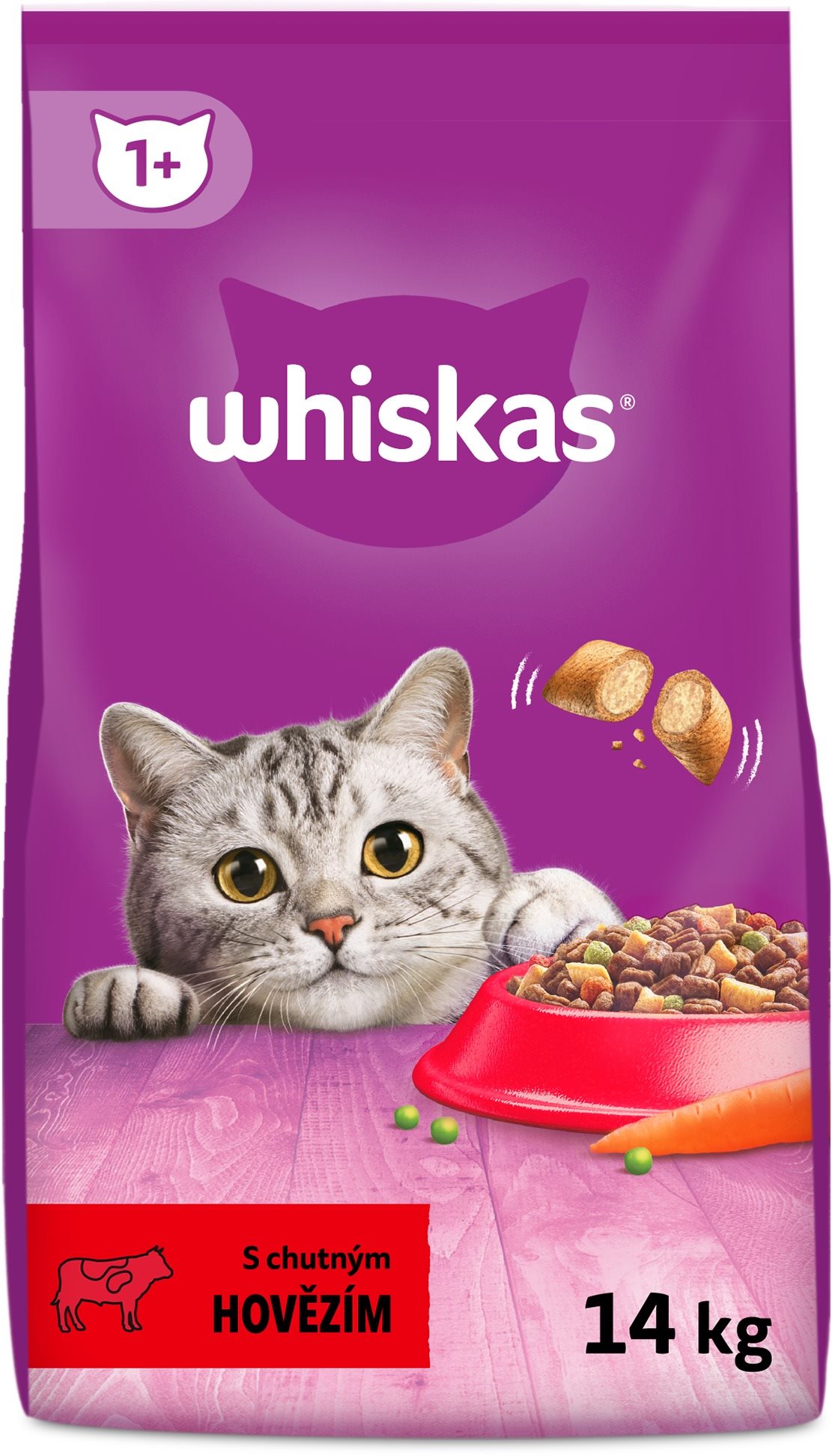 Whiskas granule s hovädzím 14 kg Granule pre mačky