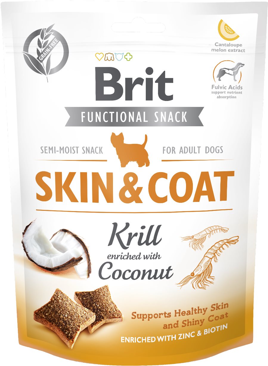 Brit Care Dog Functional Snack Skin & Coat Krill 150 g Maškrty pre...